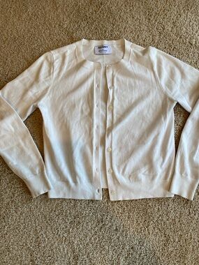 Old Navy Women's Ivory Button-Front Crewneck Cardigan